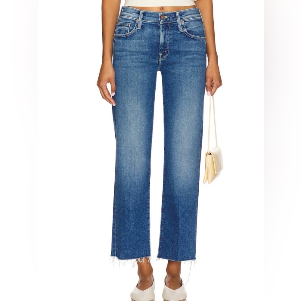 MOTHER SUPERIOR Sz 25 The Rambler Ankle Fray Button Fly Straight Leg Jeans NEW